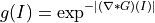 g(I) = \exp^{-|(\nabla * G)(I)|}