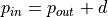 p_{in} = p_{out} + d